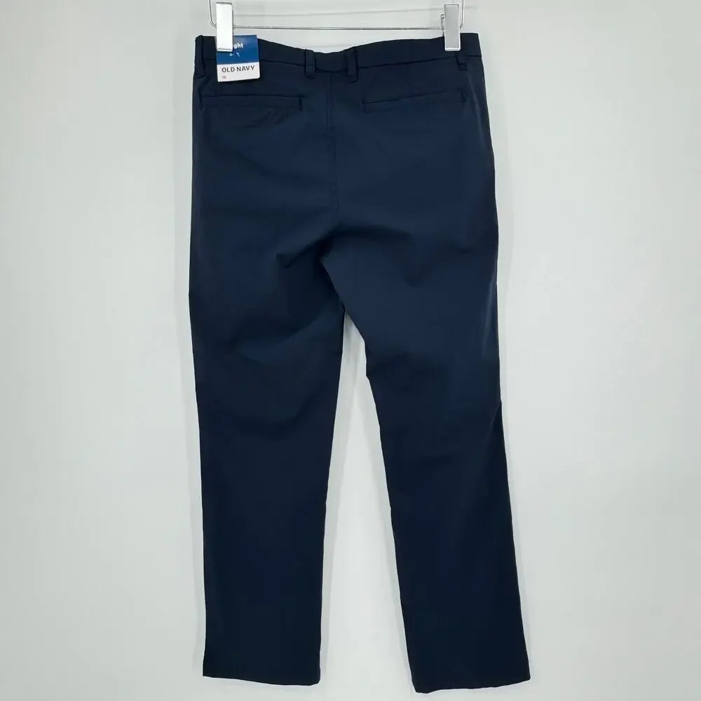 Old Navy boy's 18 uniform pants tech straight built-in-flex navy blue NEW 32